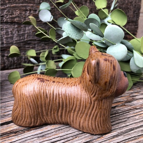 Cute Vintage Dog Figurine ceramic Maltese or Silky Terrier Vtg clay Terracotta🤎 - Picture 7 of 11